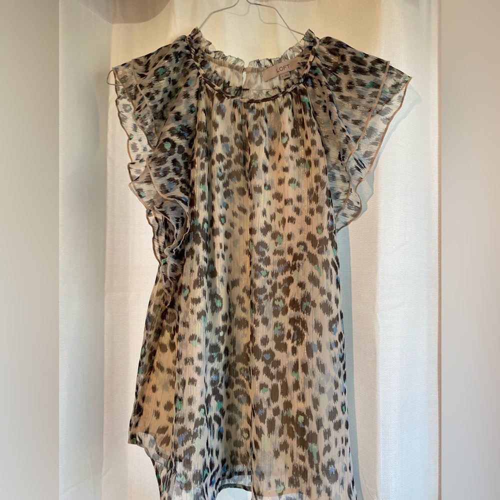 Loft top with ruffle detail